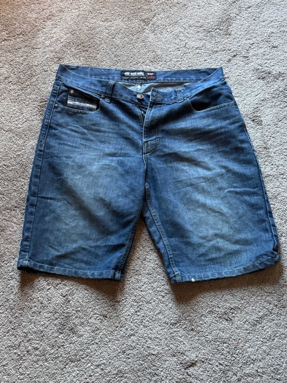 Ecko Unlimited Denim Shorts SIZE 34 Blue Distressed Casual Streetwear